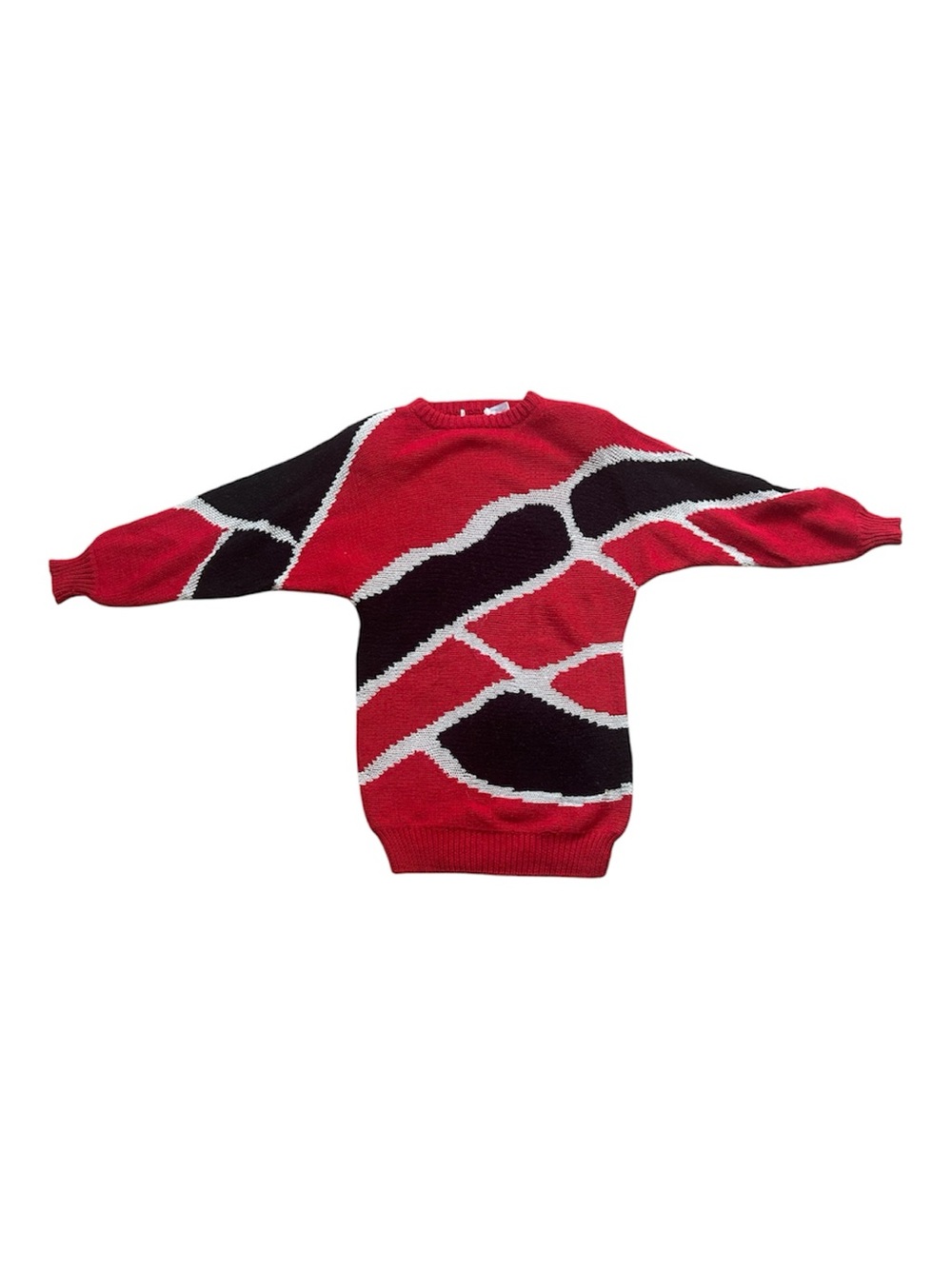 Vintage 1980s Oversized Sweater Red Black White M